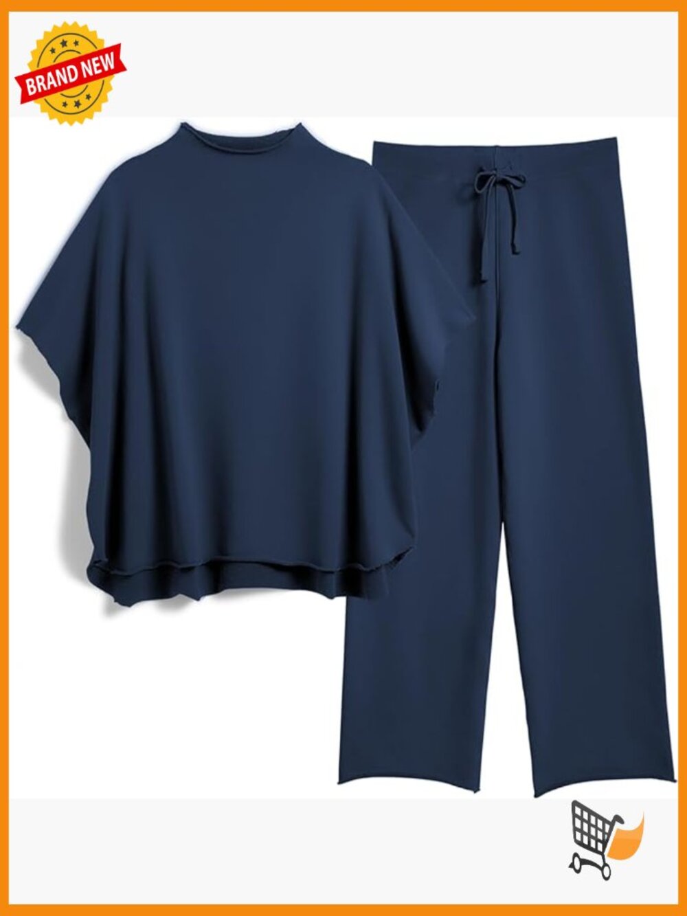 Women's Two Piece Lounge Set Batwing Sleeve Top Wide Leg Pants